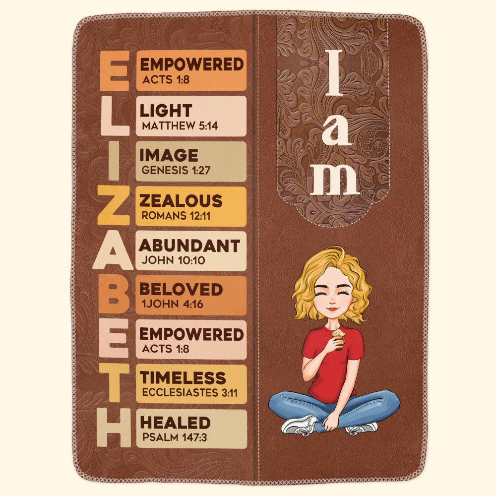 I Am Name Letter In Bible - Personalized Blanket