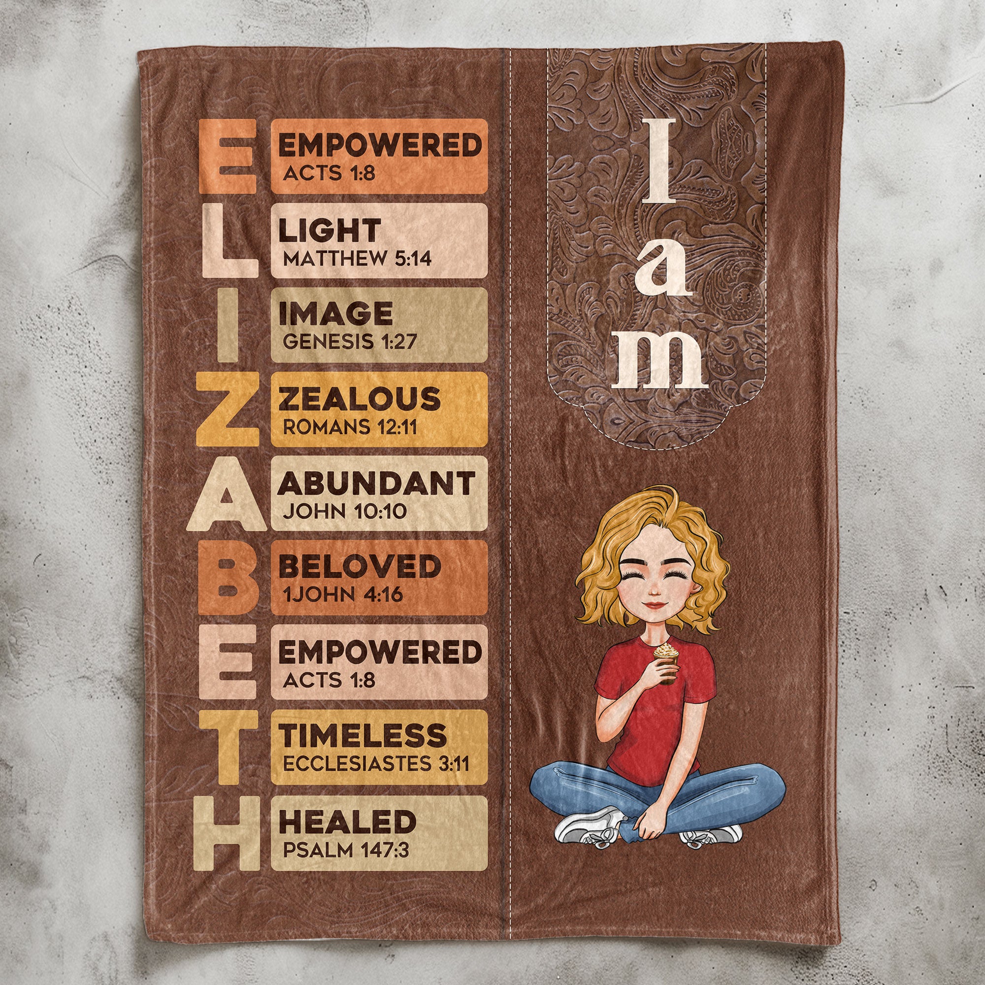 I Am Name Letter In Bible - Personalized Blanket