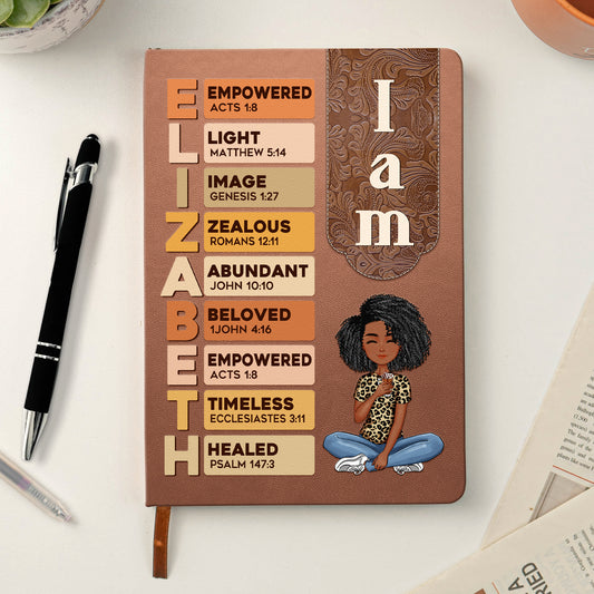I Am Name Letter In Bible - Personalized Leather Journal