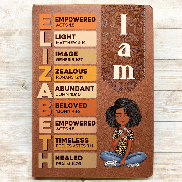 I Am Name Letter In Bible - Personalized Leather Journal – Macorner for Brown E S Printable Free