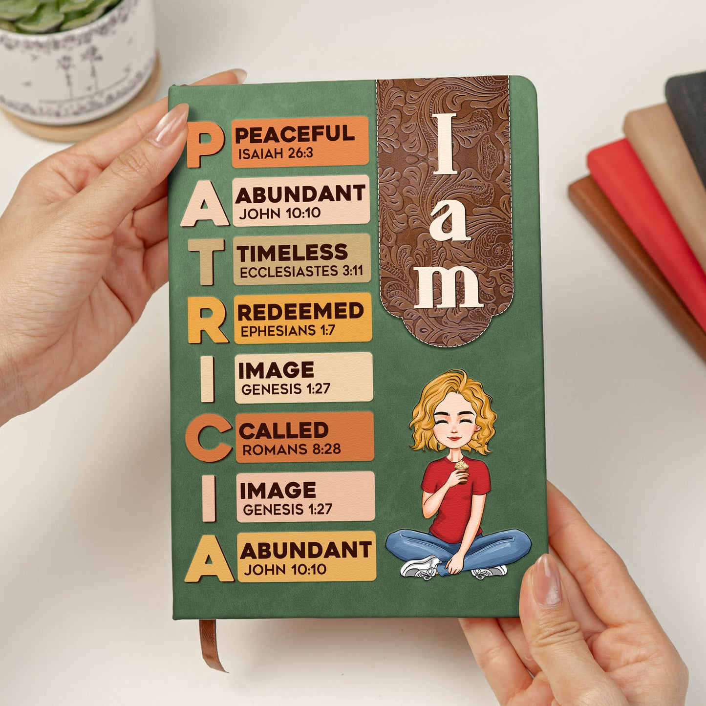 I Am Name Letter In Bible - Personalized Leather Journal