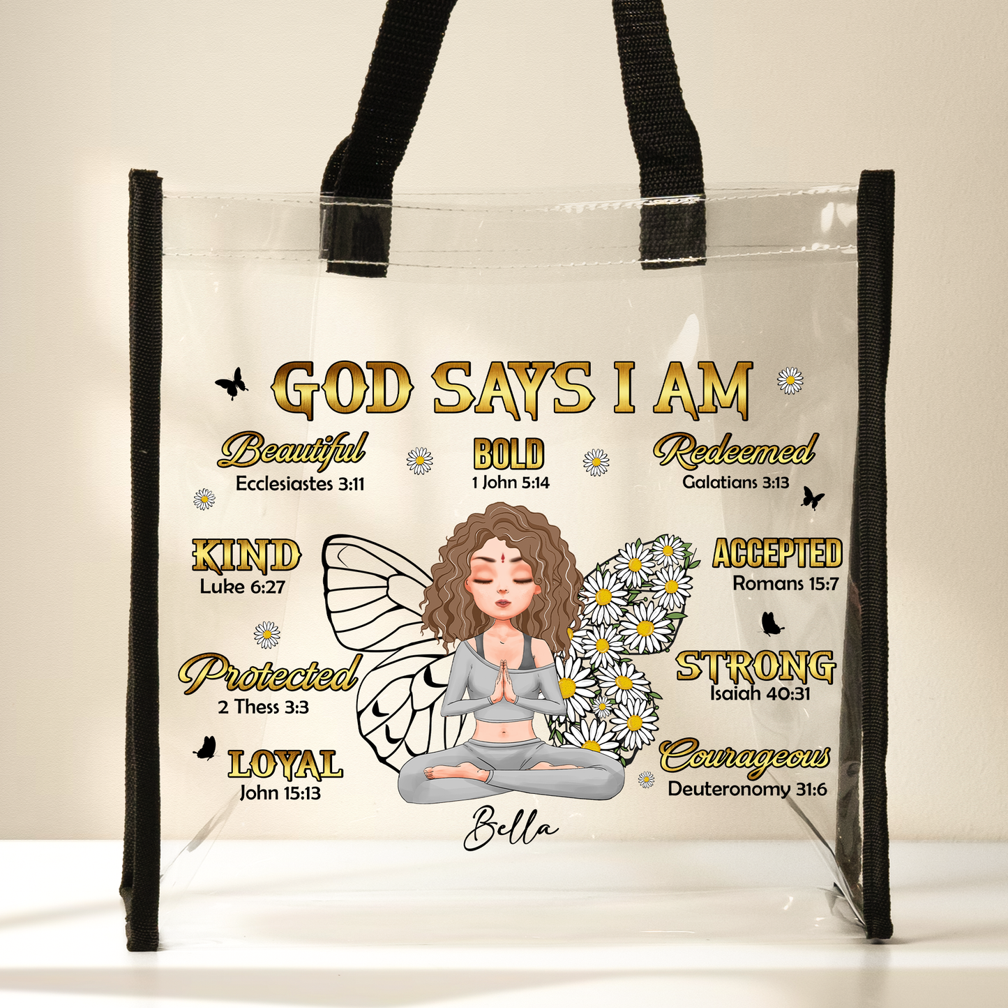 I Am Redeemed & Strong - Custom Clear Tote Bag