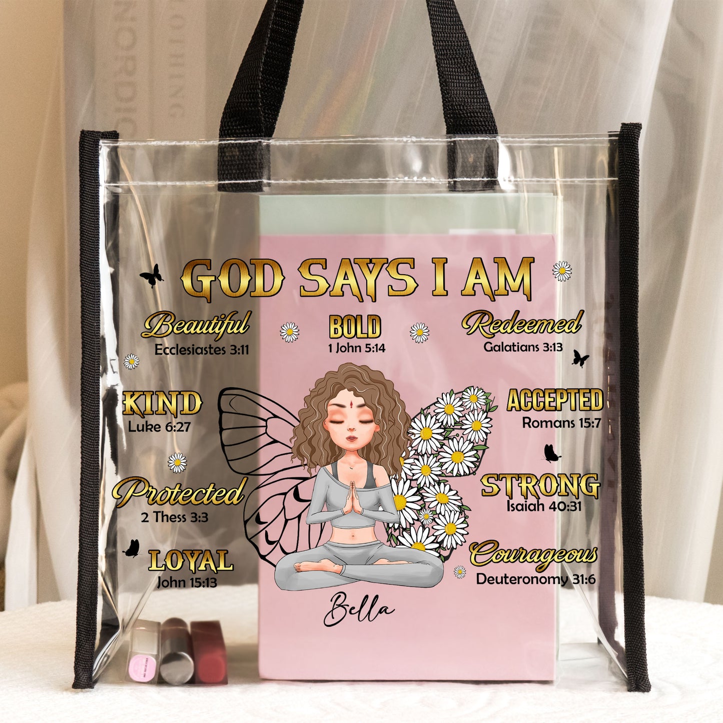 I Am Redeemed & Strong - Custom Clear Tote Bag