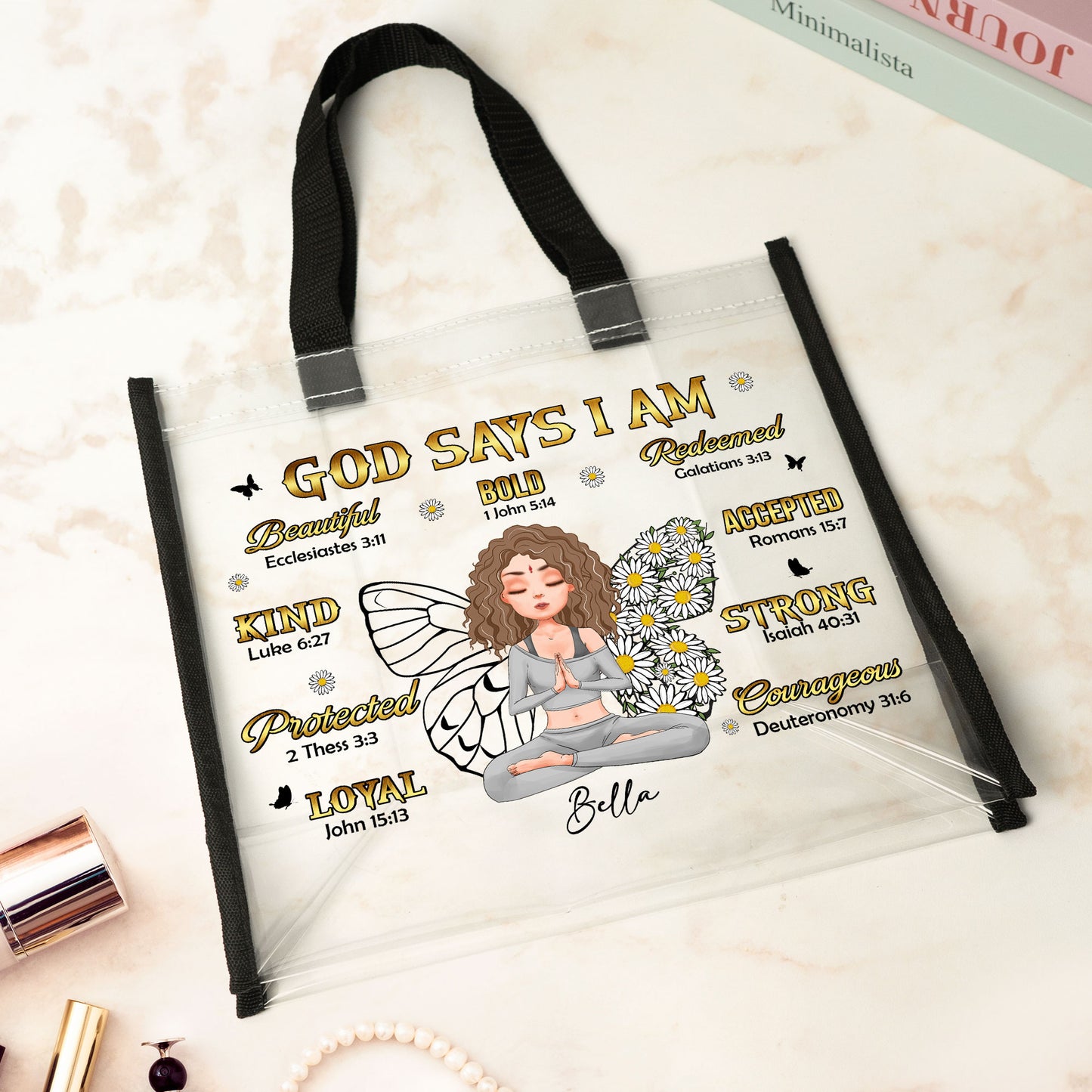 I Am Redeemed & Strong - Custom Clear Tote Bag