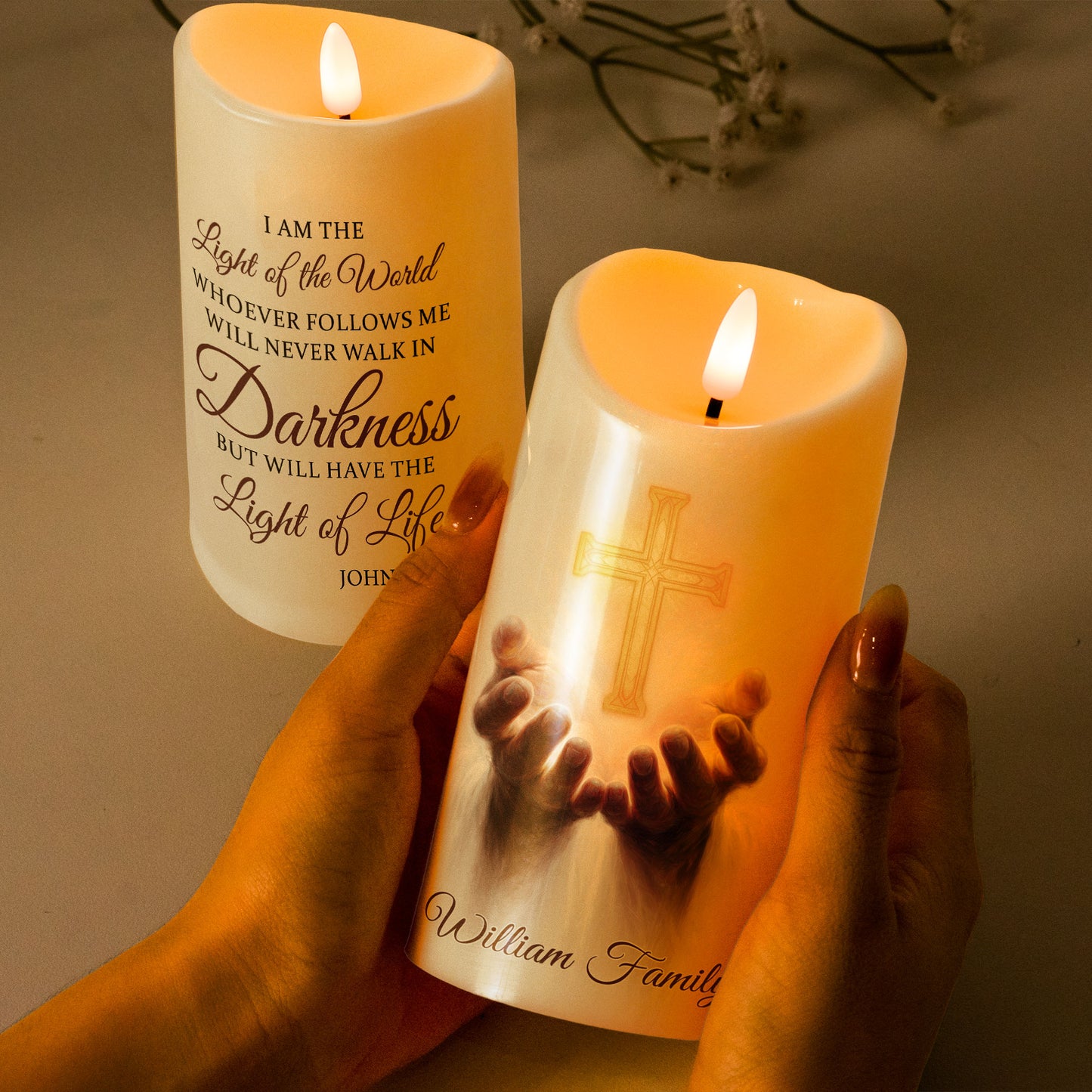 I Am The Light Of The World - Personalized LED Candle
