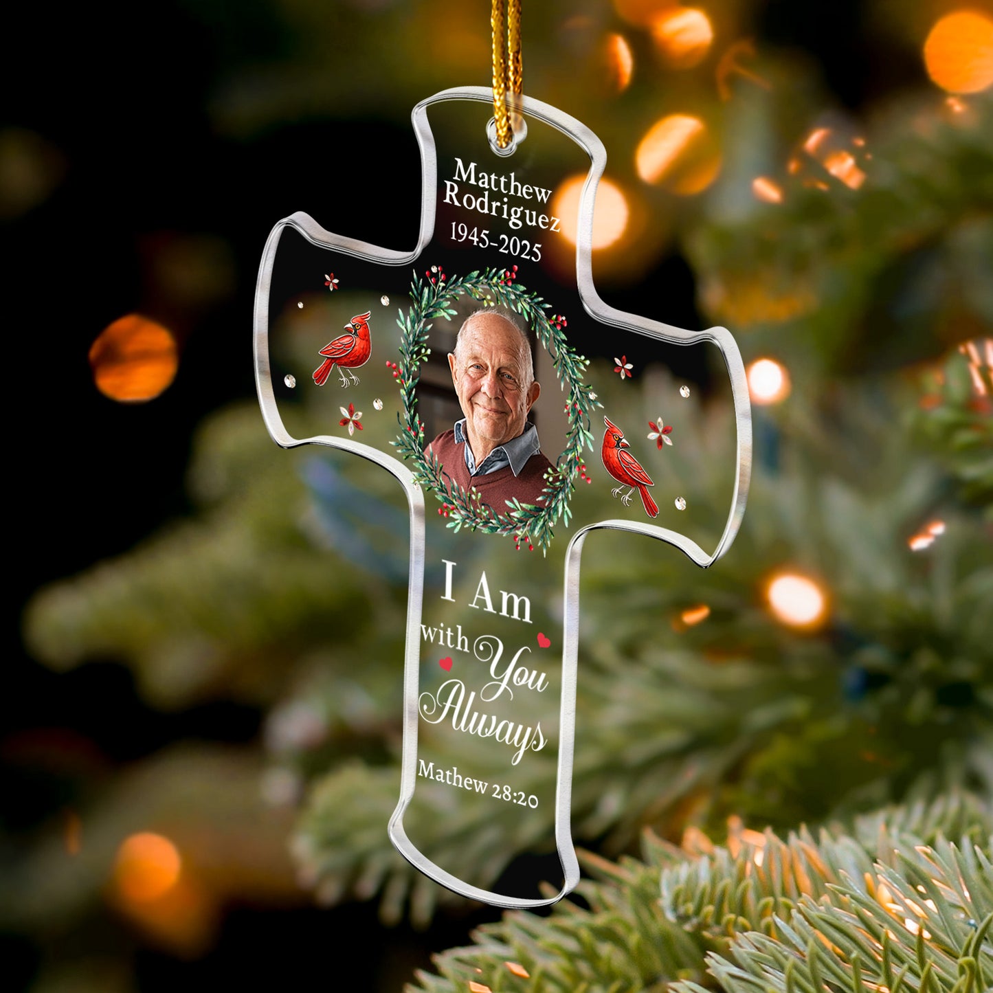I Am With You Always Bible Verse Loss Of Loved One - Personalized Acrylic Photo Ornament