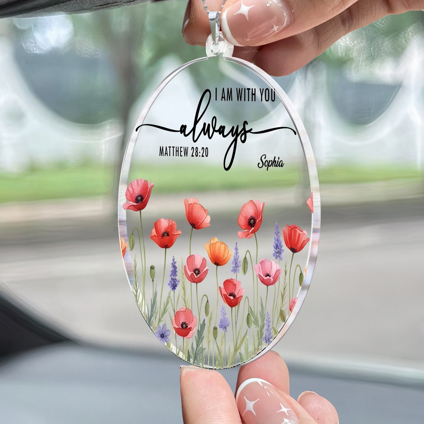 I Am With You Always Christian Gifts - Personalized Rear View Mirror Accessory