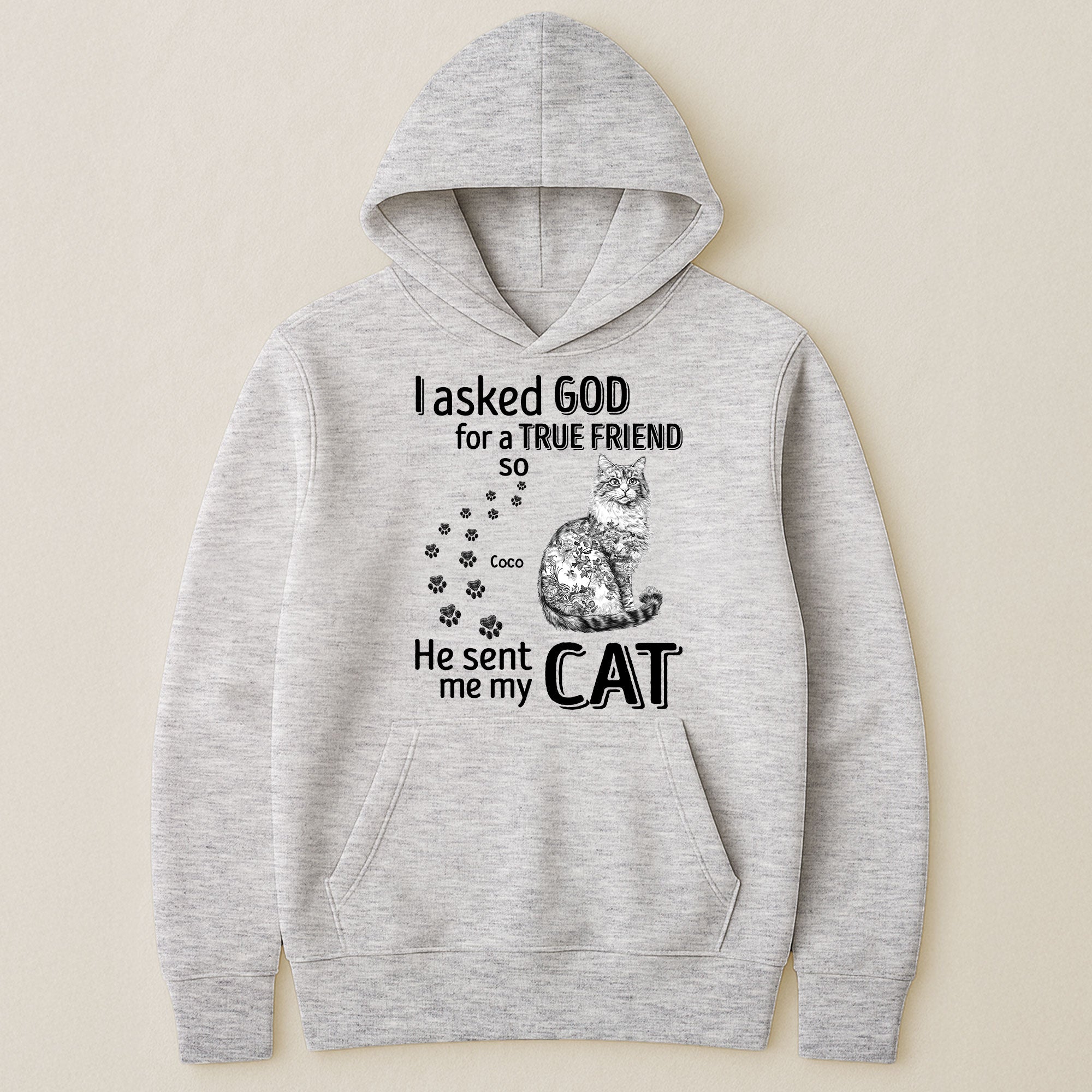 I Asked God For A True Friend Cat Toile De Jouy Style - Personalized Shirt