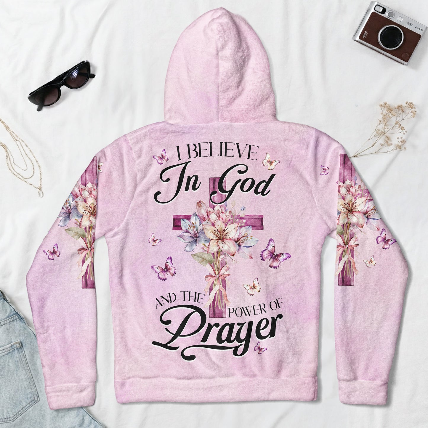 I Believe In God And The Power Of Prayer - Personalized Fleece Hoodie