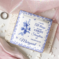 I Can Do All Things Through Christ Toile De Jouy - Personalized Jewelry Dish
