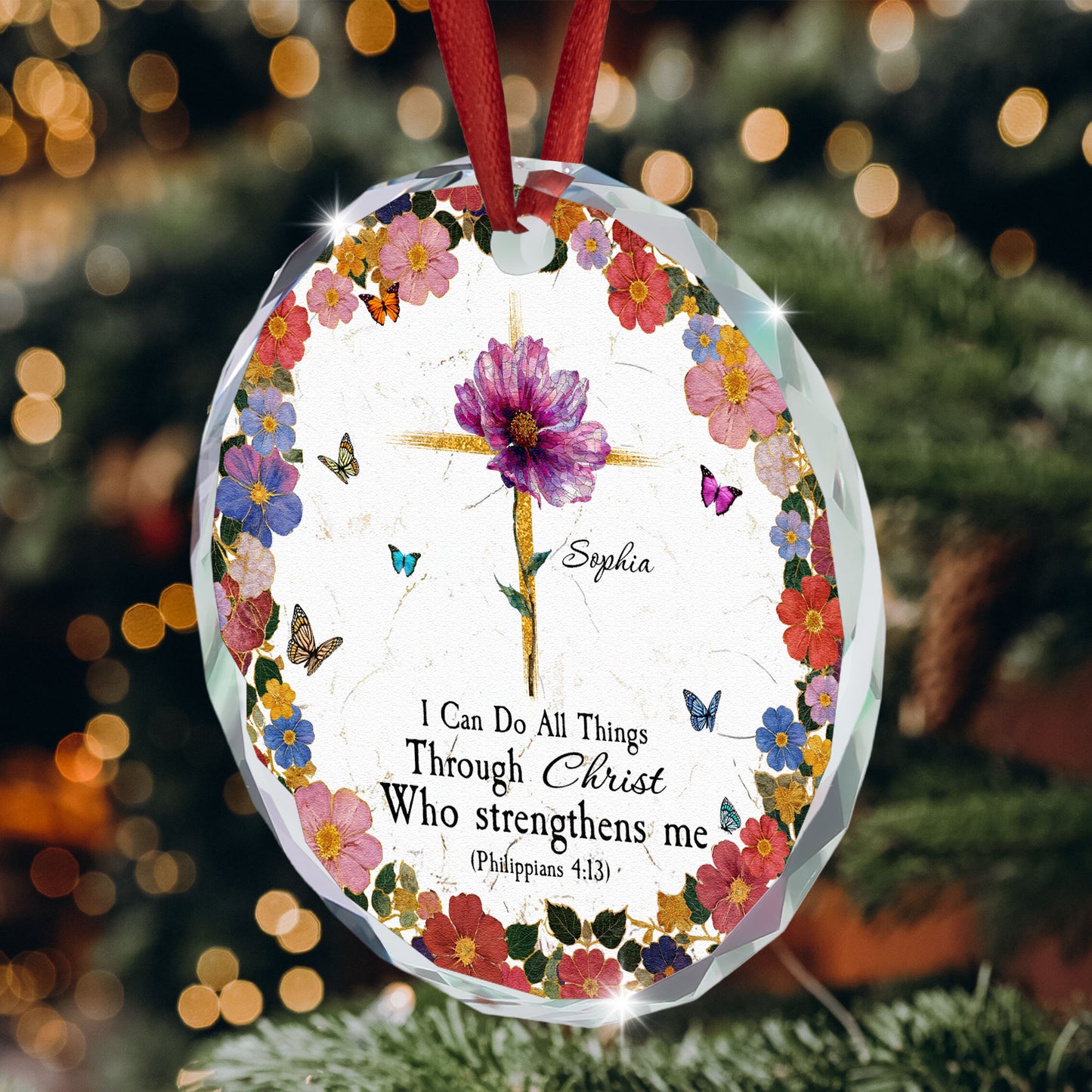 I Can Do All Things Through Christ Who Strengthens Me - Personalized Glass Ornament