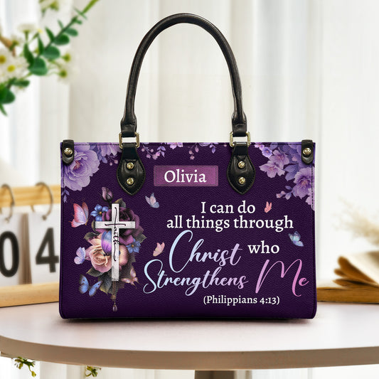 I Can Do All Things Through Christ Who Strengthens Me - Personalized Leather Bag