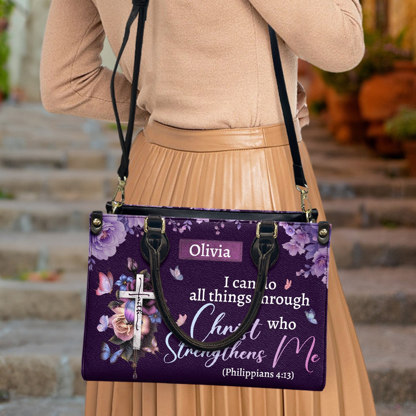 I Can Do All Things Through Christ Who Strengthens Me - Personalized Leather Bag