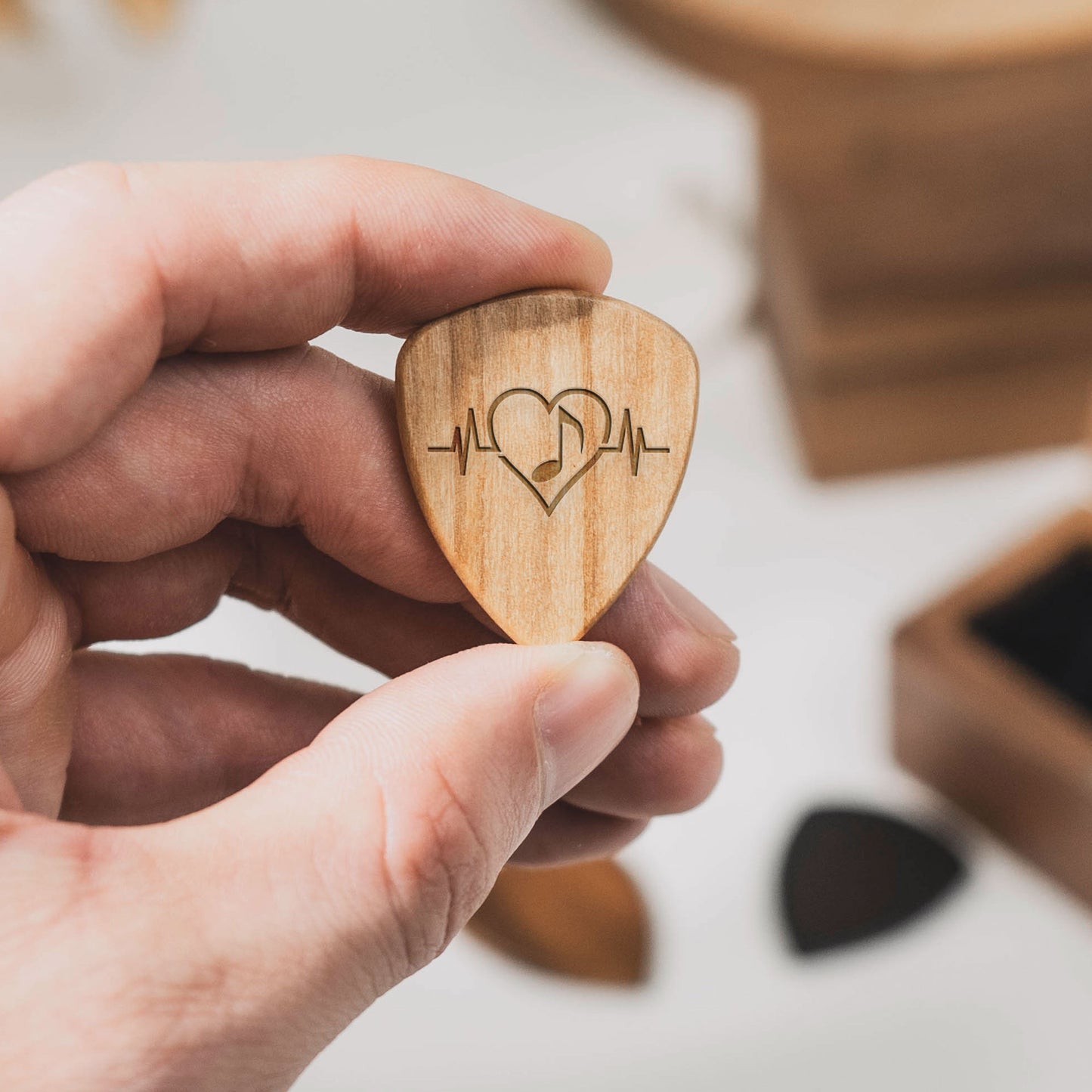 I Can't Pick A Better Daughter, Son - Personalized Wooden Guitar Pick Box