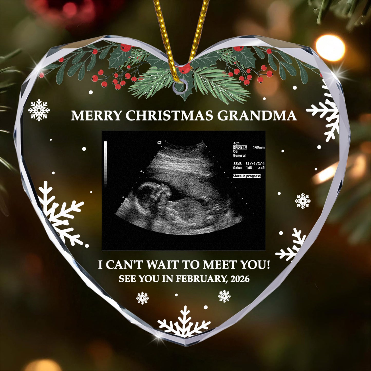 I Can't Wait To Meet You! - Personalized Heart Glass Photo Ornament