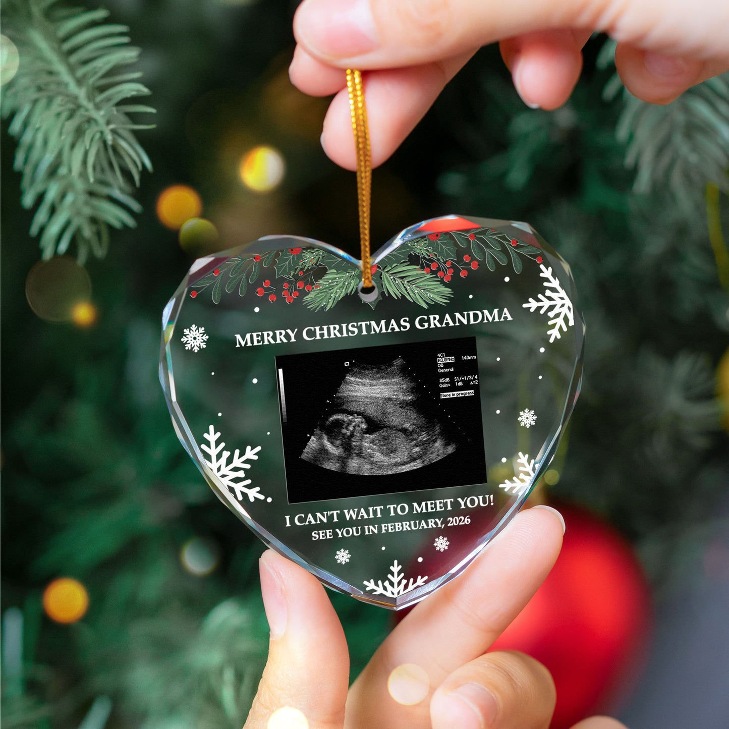 I Can't Wait To Meet You! - Personalized Heart Glass Photo Ornament