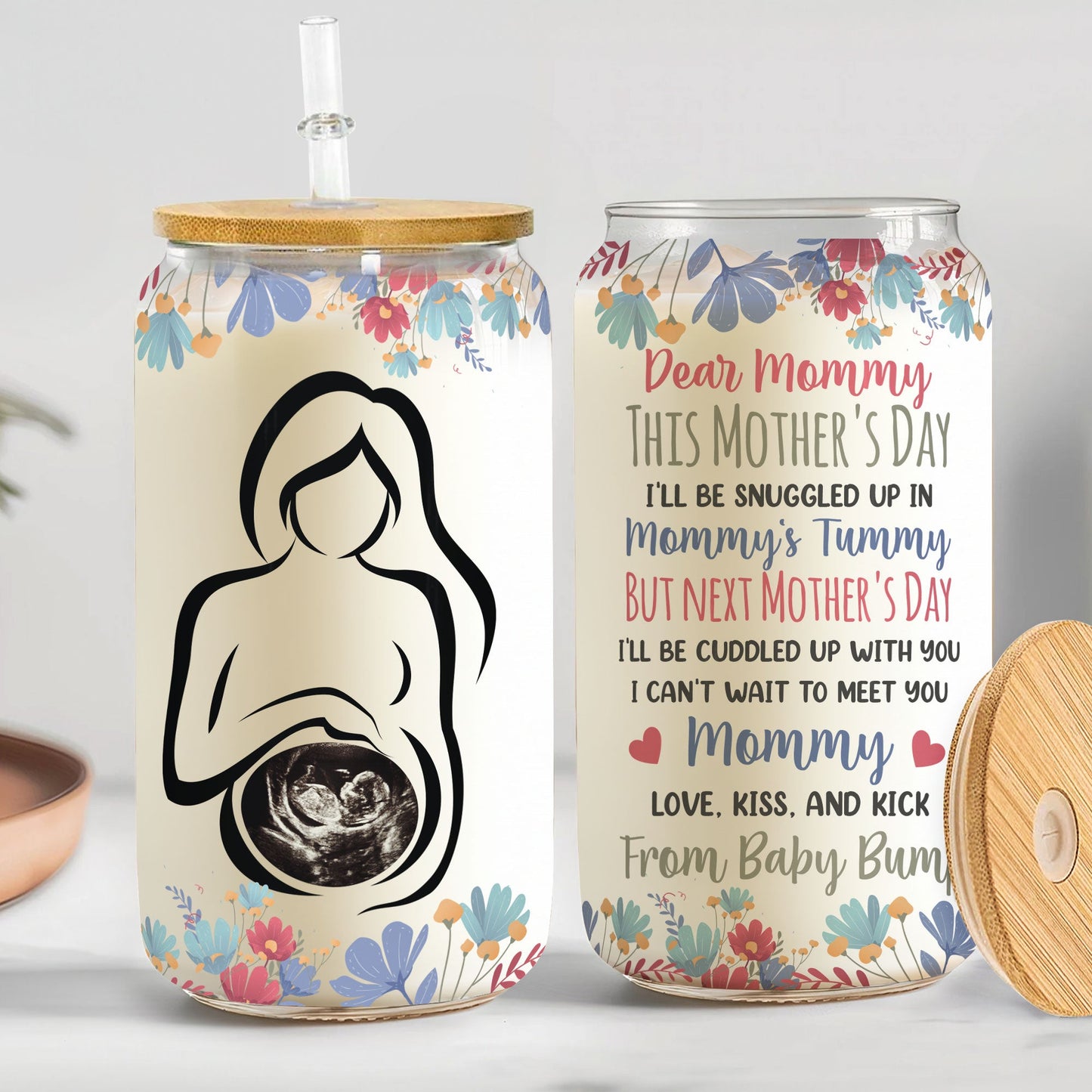 I Can't Wait To Meet You Mommy - Personalized Photo Clear Glass Cup