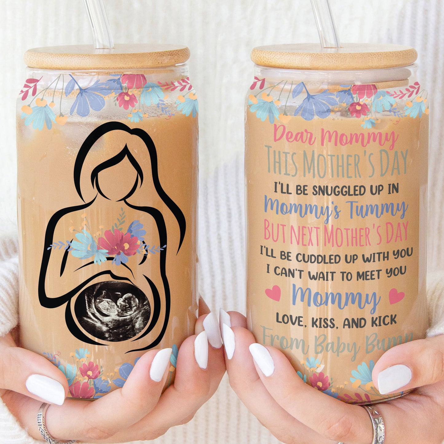 I Can't Wait To Meet You Mommy - Personalized Photo Clear Glass Cup