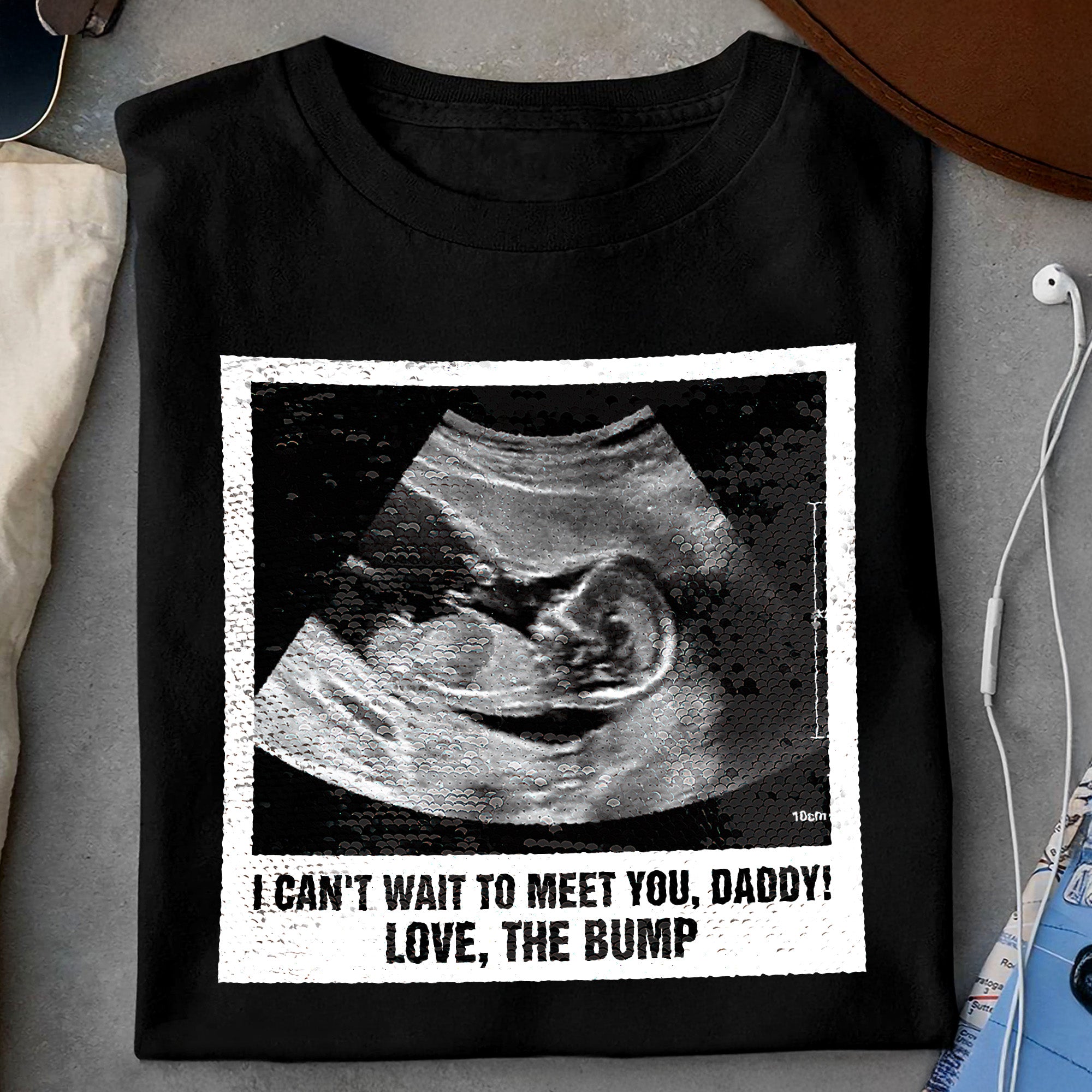 I Can't Wait To Meet You Surprising Gift For Dad To Be - Personalized Photo Sequin Shirt
