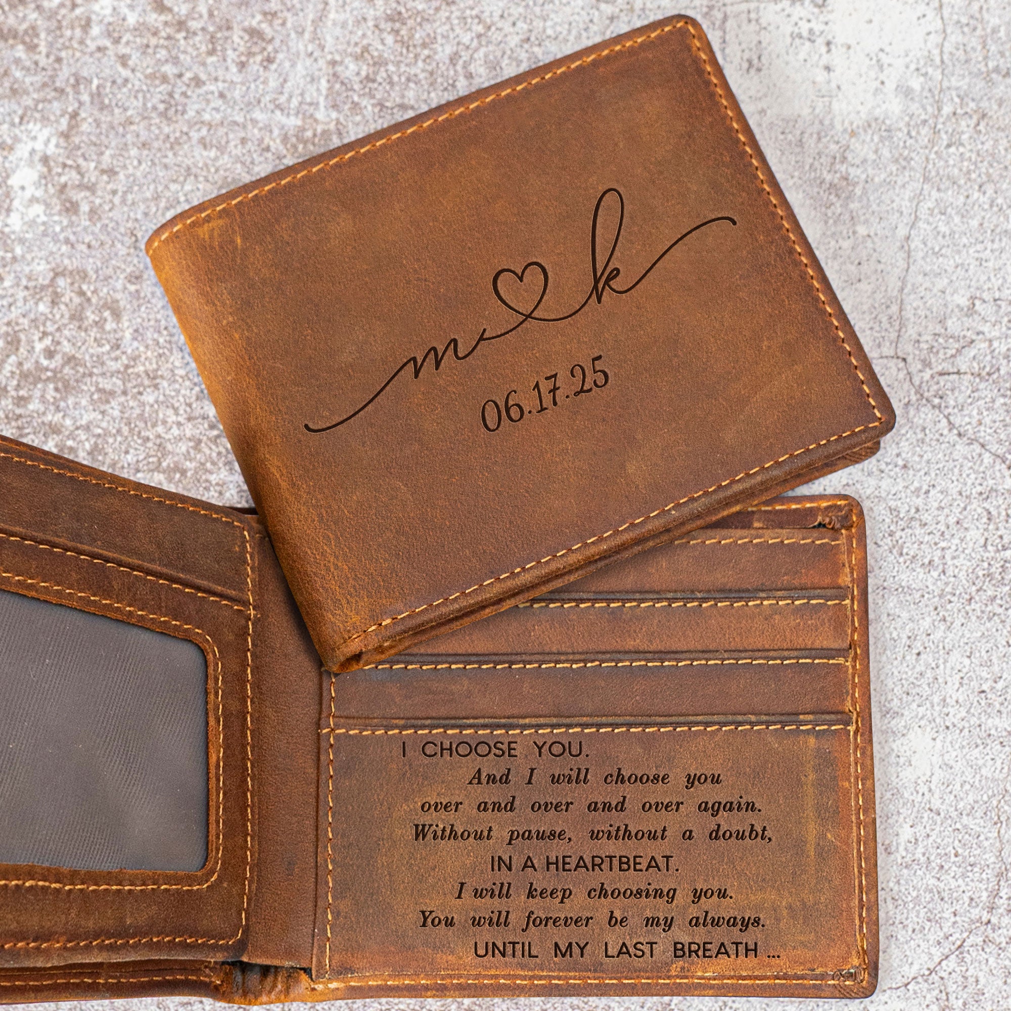 I Choose You - Gifts For Husband, Boyfriend, Couples - Personalized Leather Wallet