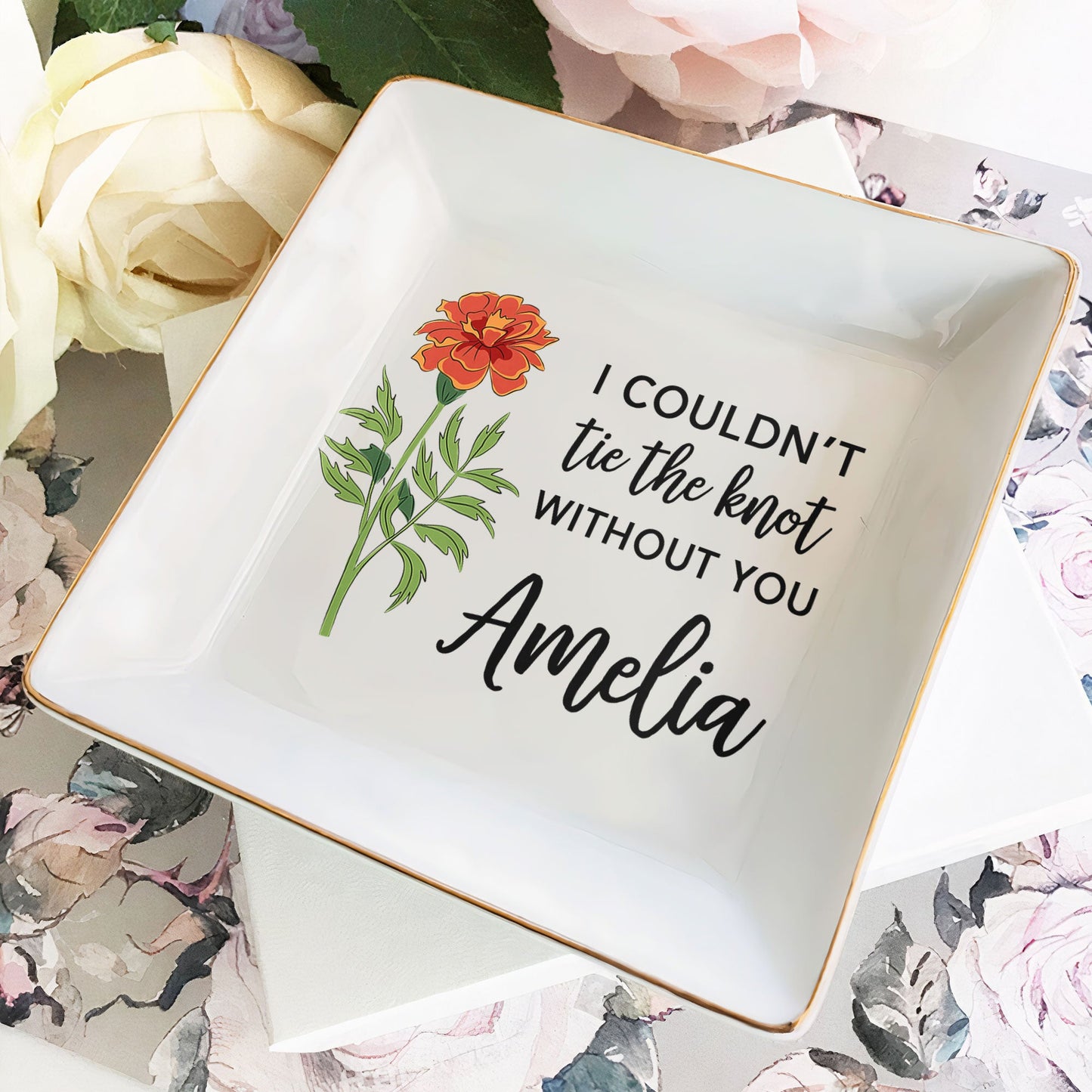 I Couldn't Tie The Knot Without You - Personalized Jewelry Dish