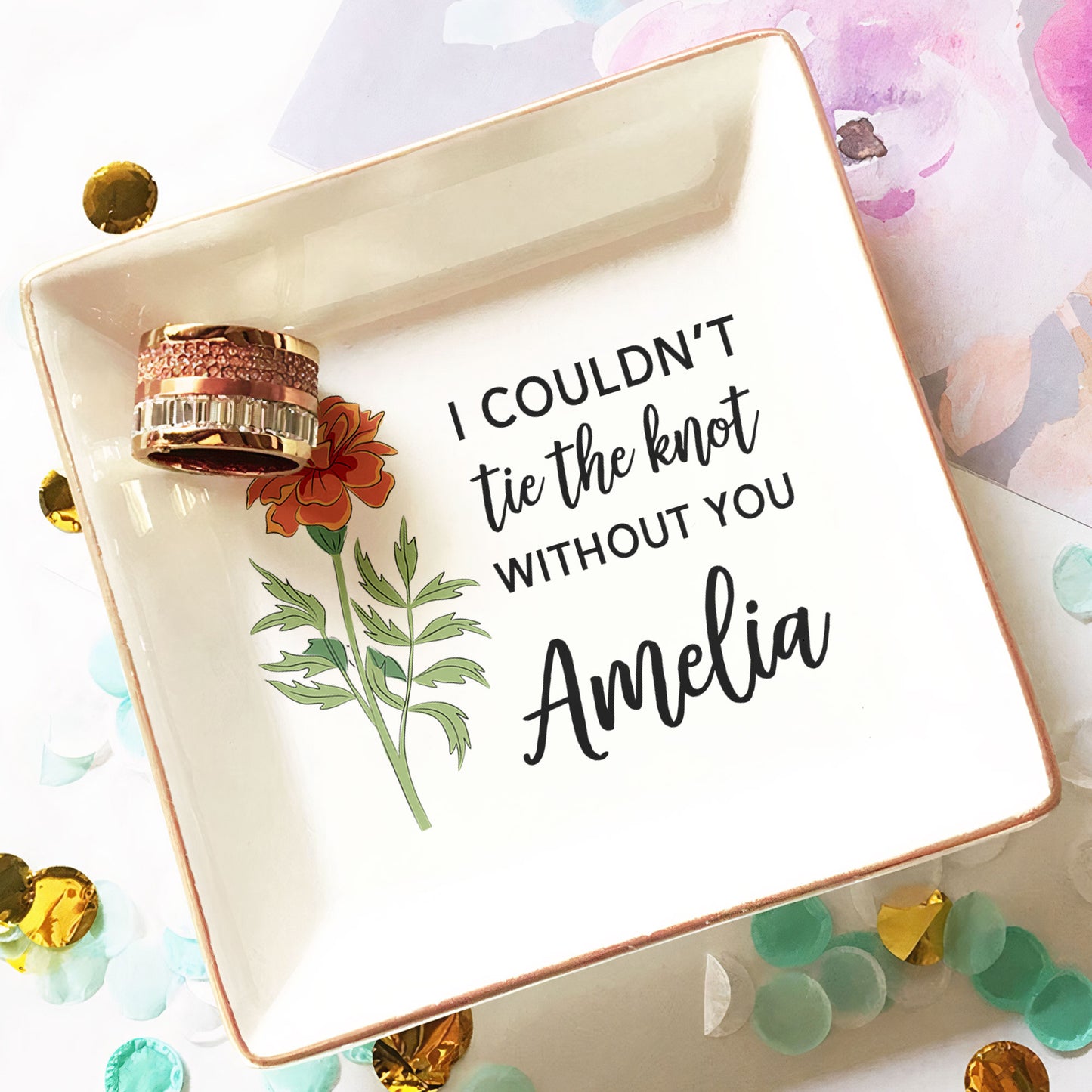 I Couldn't Tie The Knot Without You - Personalized Jewelry Dish