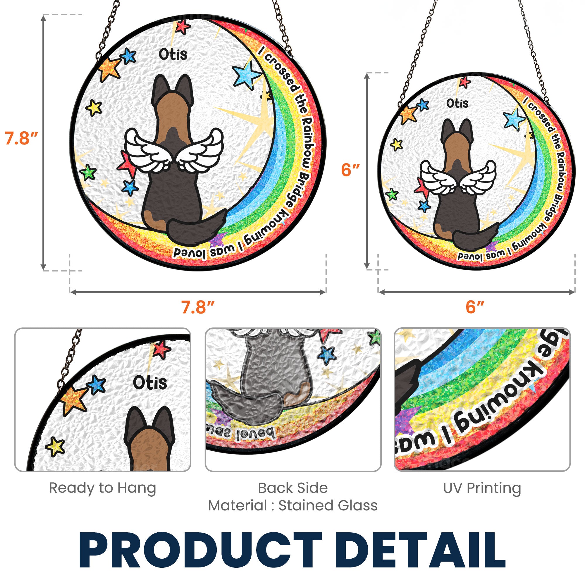 I Crossed The Rainbow Bridge - Personalized Stained Glass Window Hanging Suncatcher