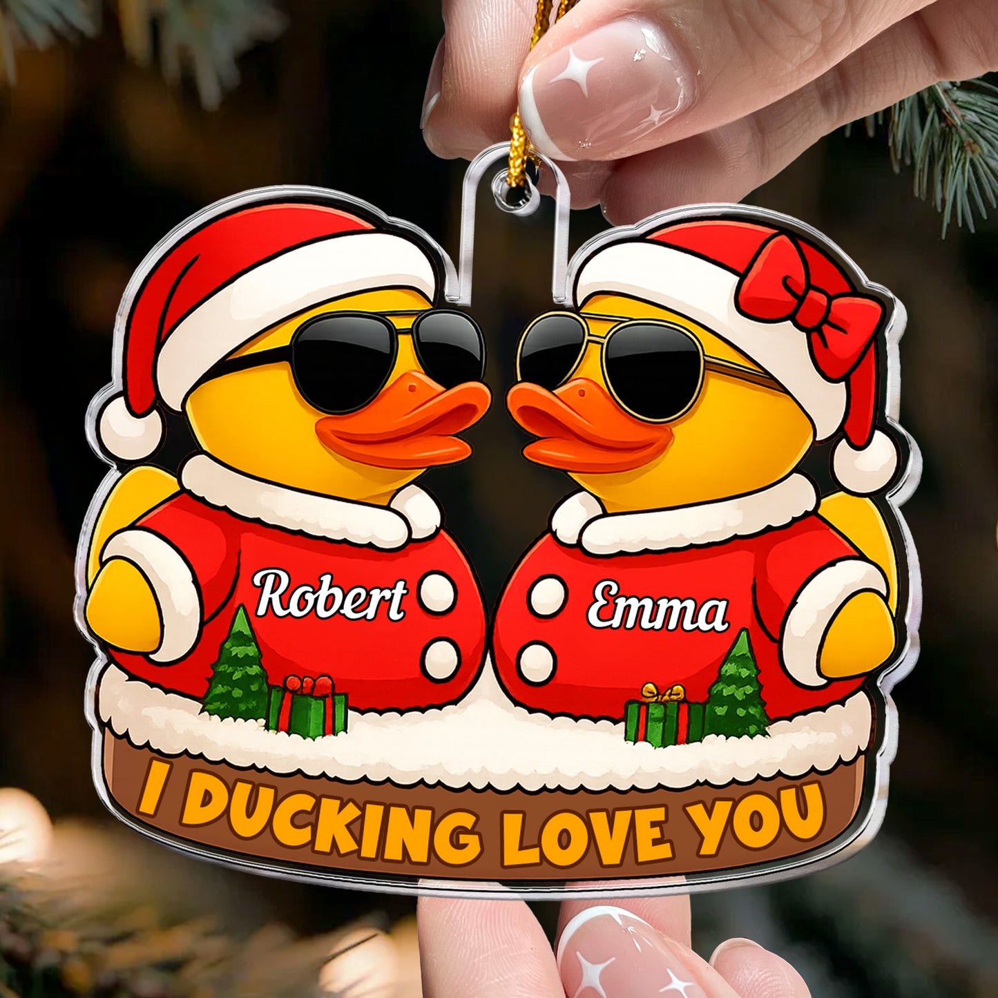 I Ducking Love You Funny Christmas Ornament - Personalized Acrylic Ornament