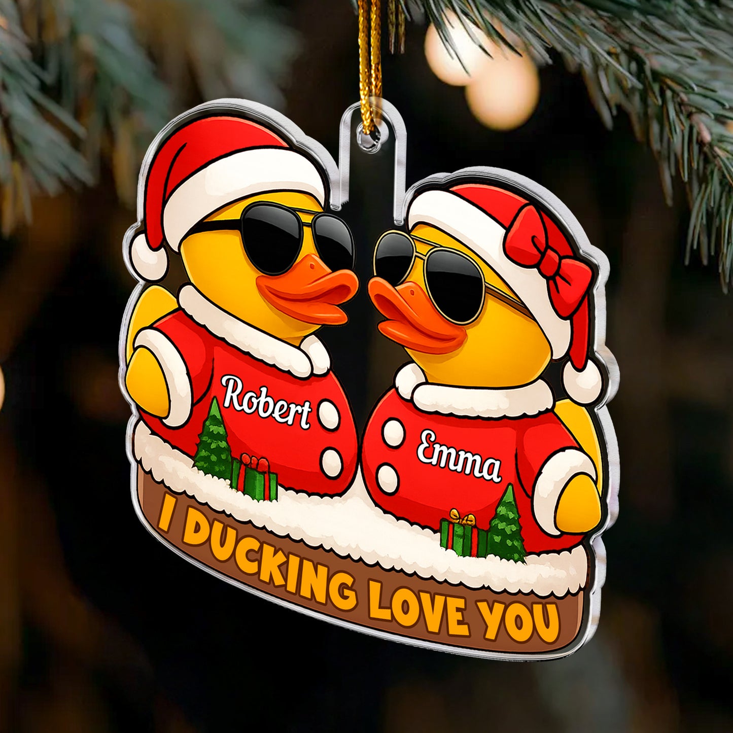 I Ducking Love You Funny Christmas Ornament - Personalized Acrylic Ornament