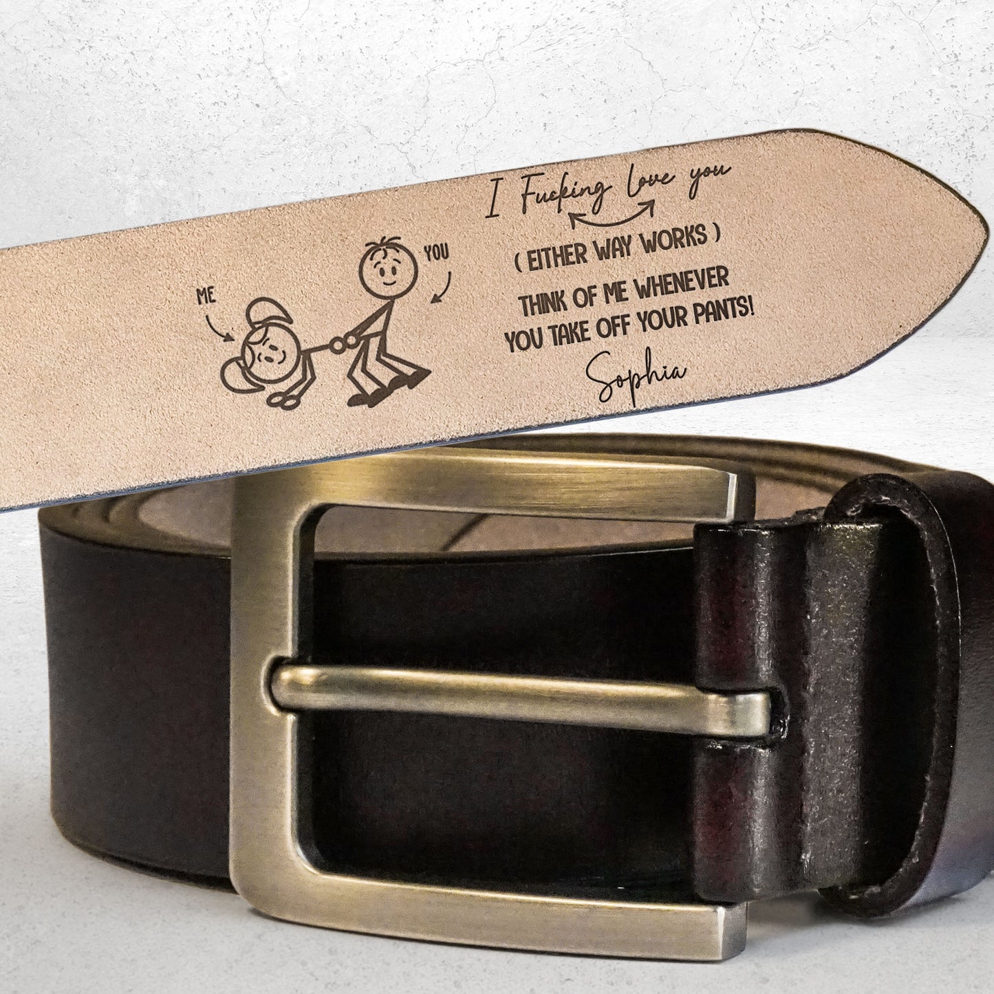 I F-king Love You - Personalized Engraved Leather Belt