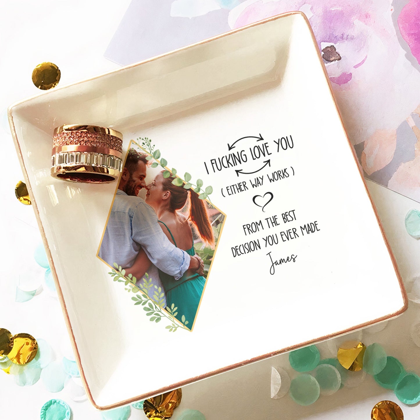 I F-king Love You (Either Way Works) - Personalized Photo Jewelry Dish