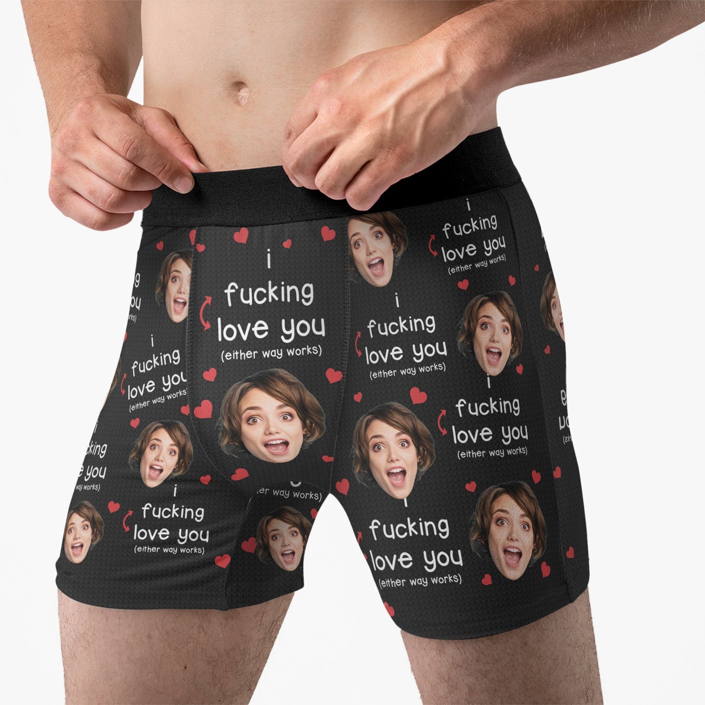 I F-king Love You (Either Way Works) - Personalized Photo Men's Boxer Briefs