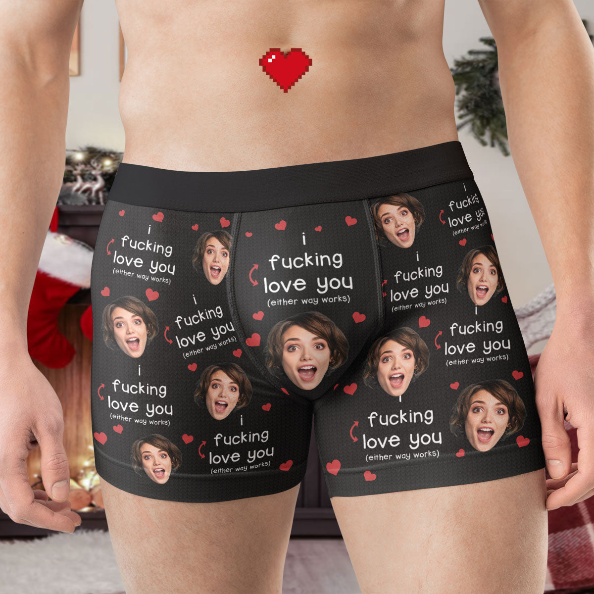 I F-king Love You (Either Way Works) - Personalized Photo Men's Boxer Briefs