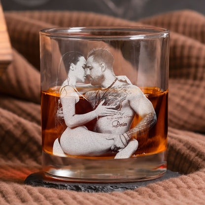 I F*Cking Love You Either Way Works - Personalized Whiskey Glass With Photo