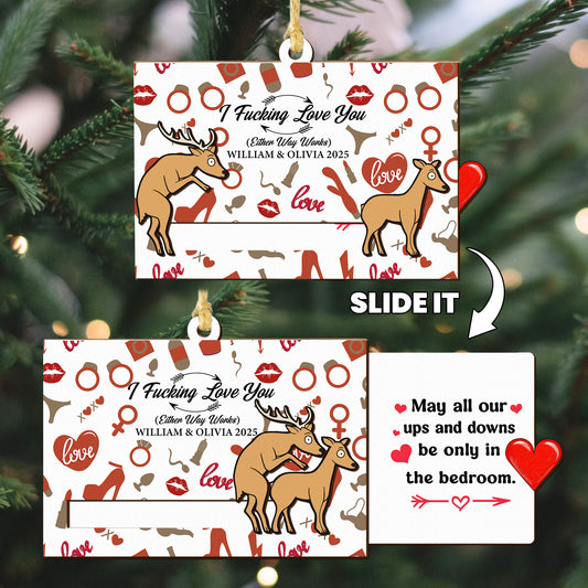 I F*cking Love You - Personalized Wooden Slider Ornament