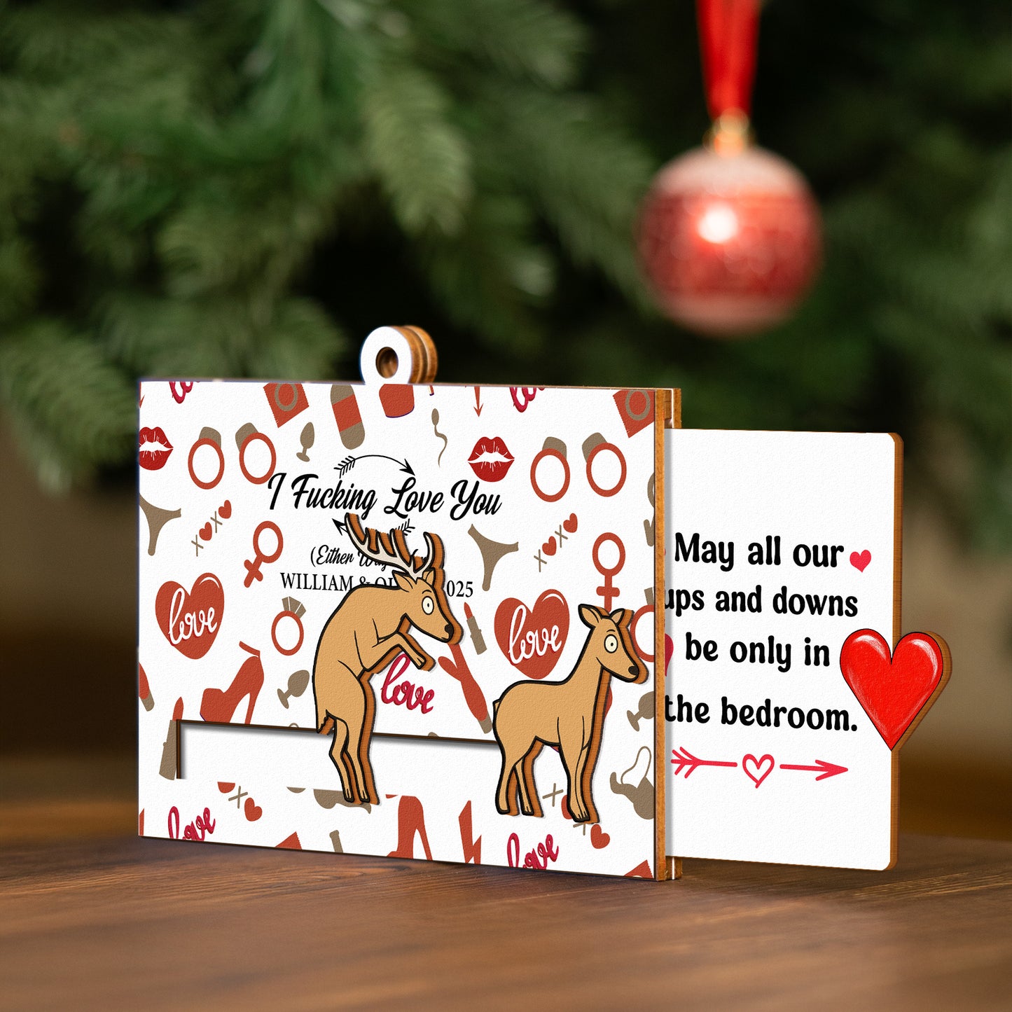 I F*cking Love You - Personalized Wooden Slider Ornament