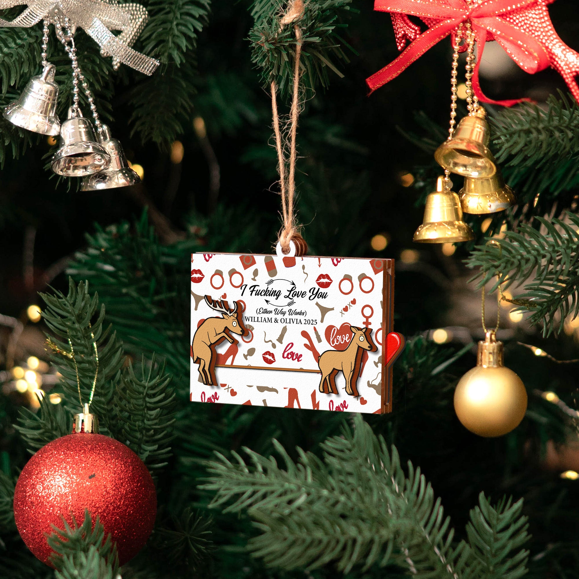 I F*cking Love You - Personalized Wooden Slider Ornament