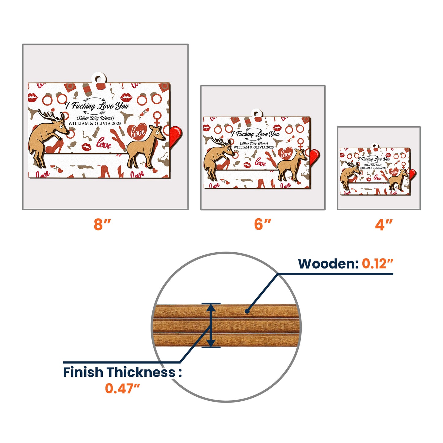 I F*cking Love You - Personalized Wooden Slider Ornament