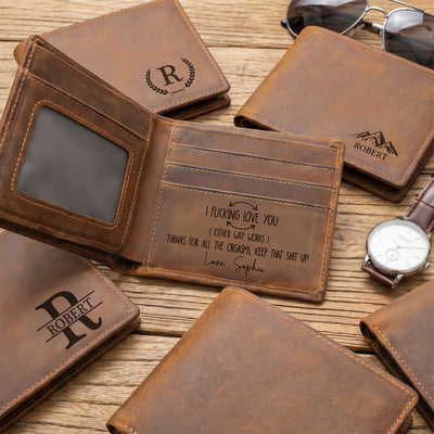 I F*cking Love You Thanks For All The Orgasms Gift For Husband, Boyfriend - Personalized Leather Wallet