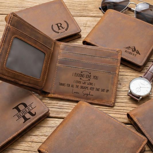 I F*cking Love You Thanks For All The Orgasms Gift For Husband, Boyfriend - Personalized Leather Wallet
