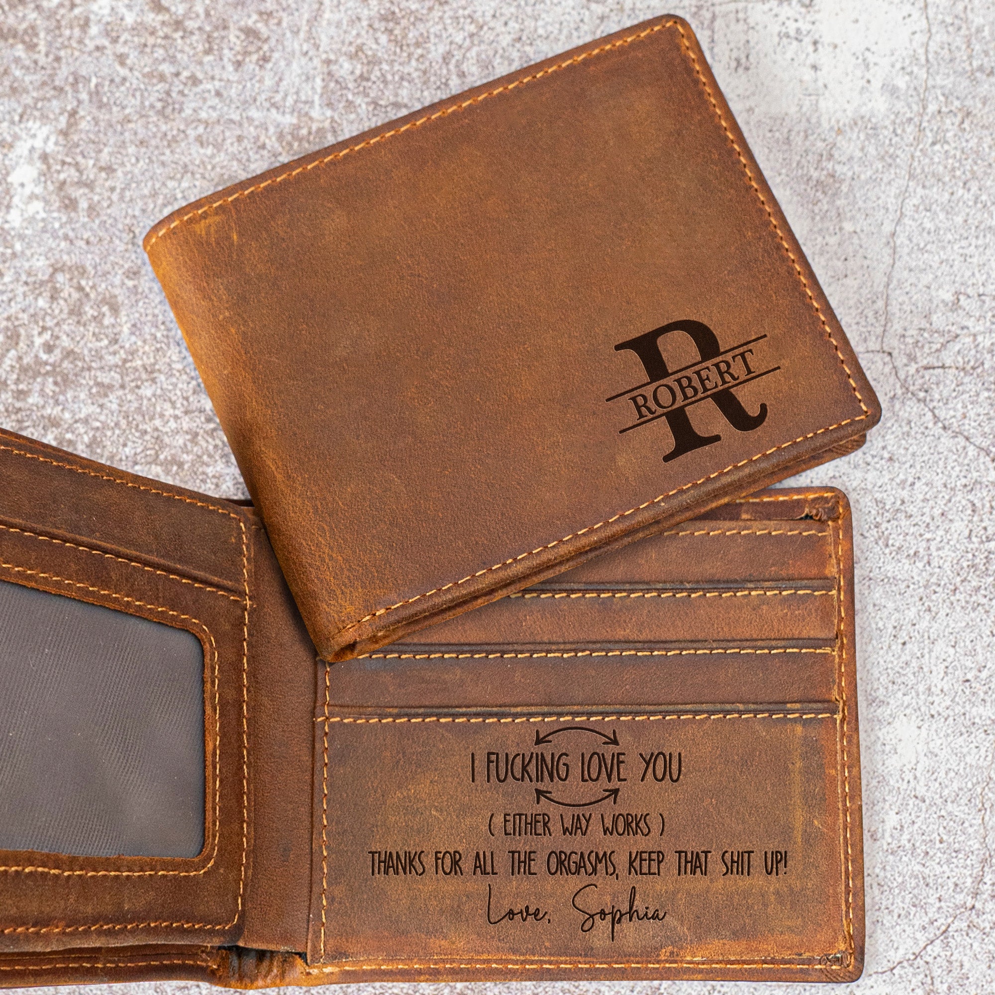I F*cking Love You Thanks For All The Orgasms Gift For Husband, Boyfriend - Personalized Leather Wallet