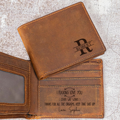 I F*cking Love You Thanks For All The Orgasms Gift For Husband, Boyfriend - Personalized Leather Wallet