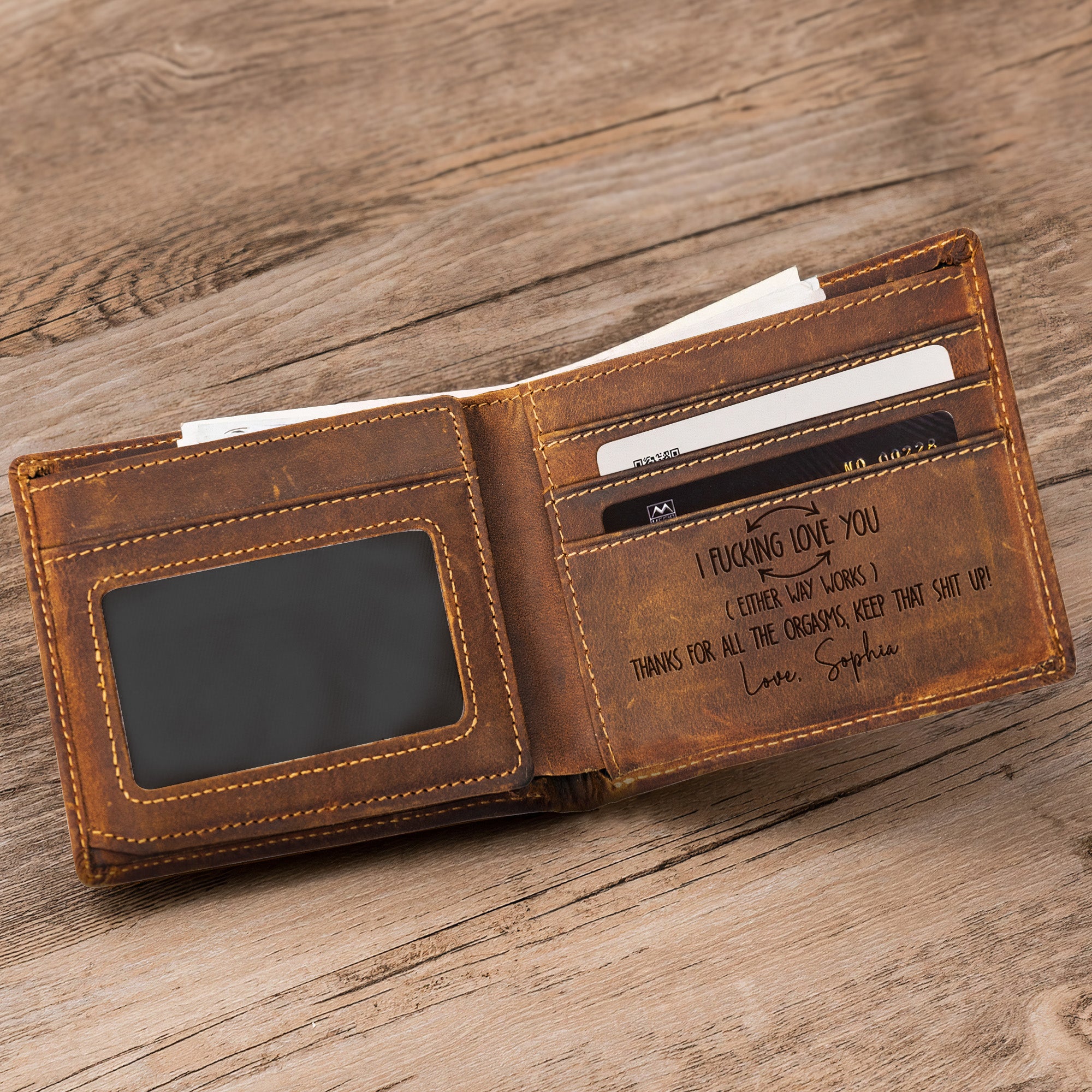 I F*cking Love You Thanks For All The Orgasms Gift For Husband, Boyfriend - Personalized Leather Wallet