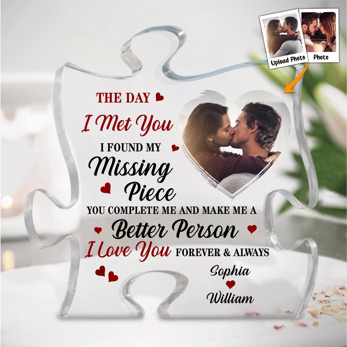 Personalised Puzzle You Complete Me Couple Plaque