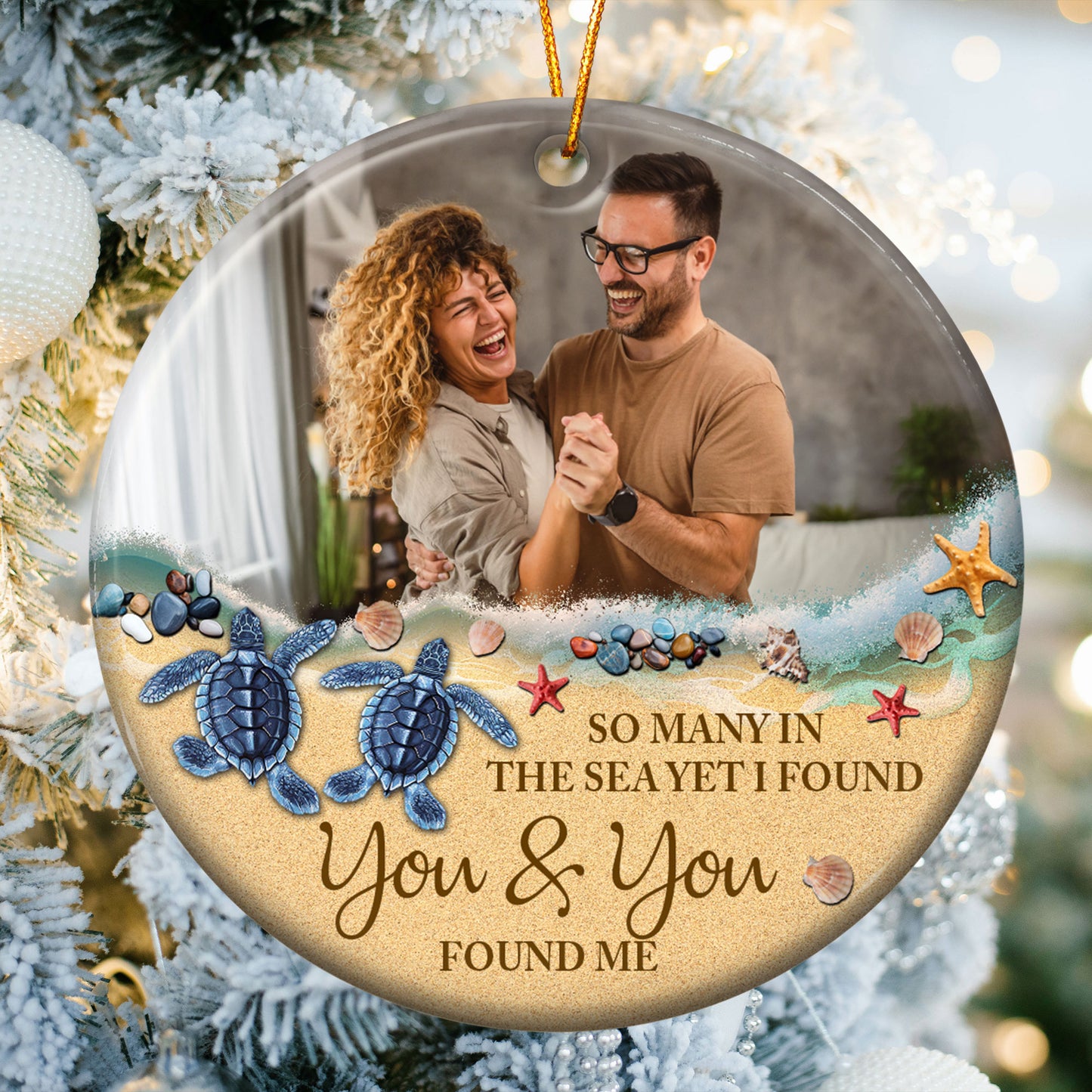 I Found You & You Found Me - Personalized Ceramic Photo Ornament