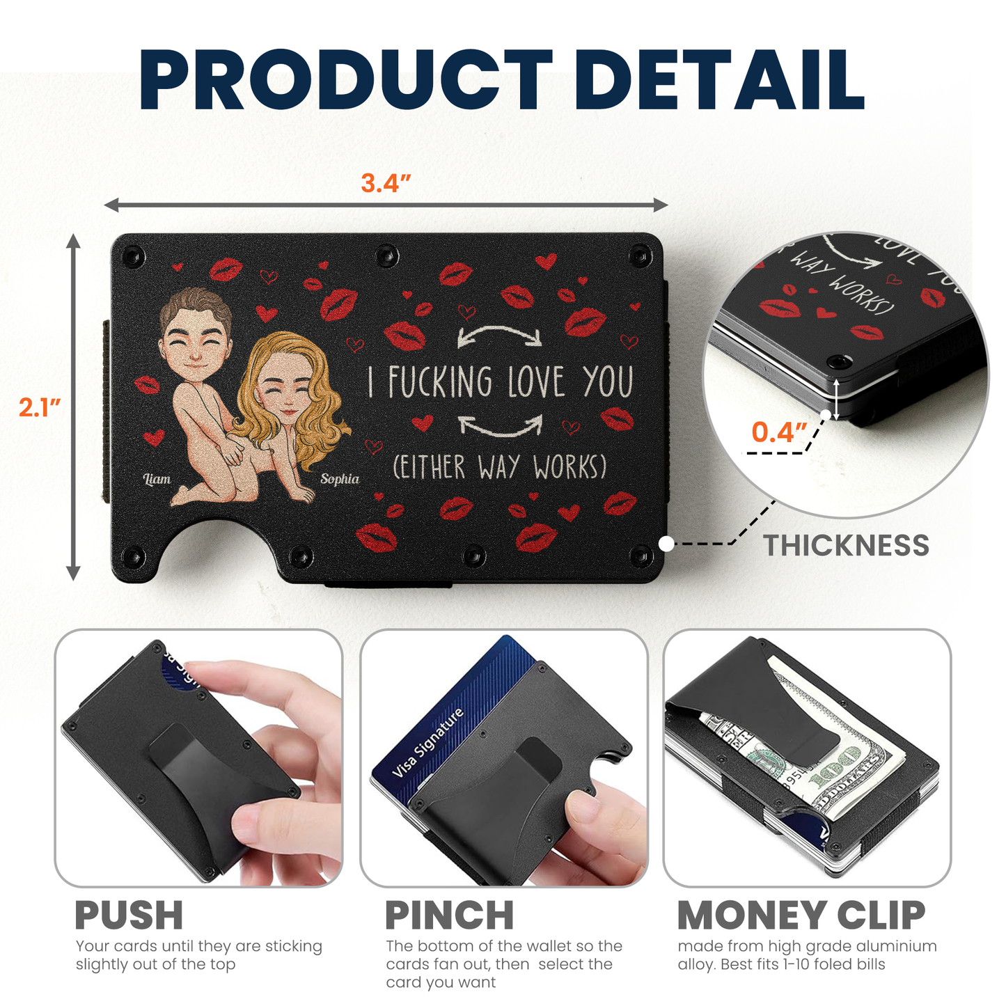 I Fucking Love You Funny Gift For Couple - Personalized Metal Card Holder