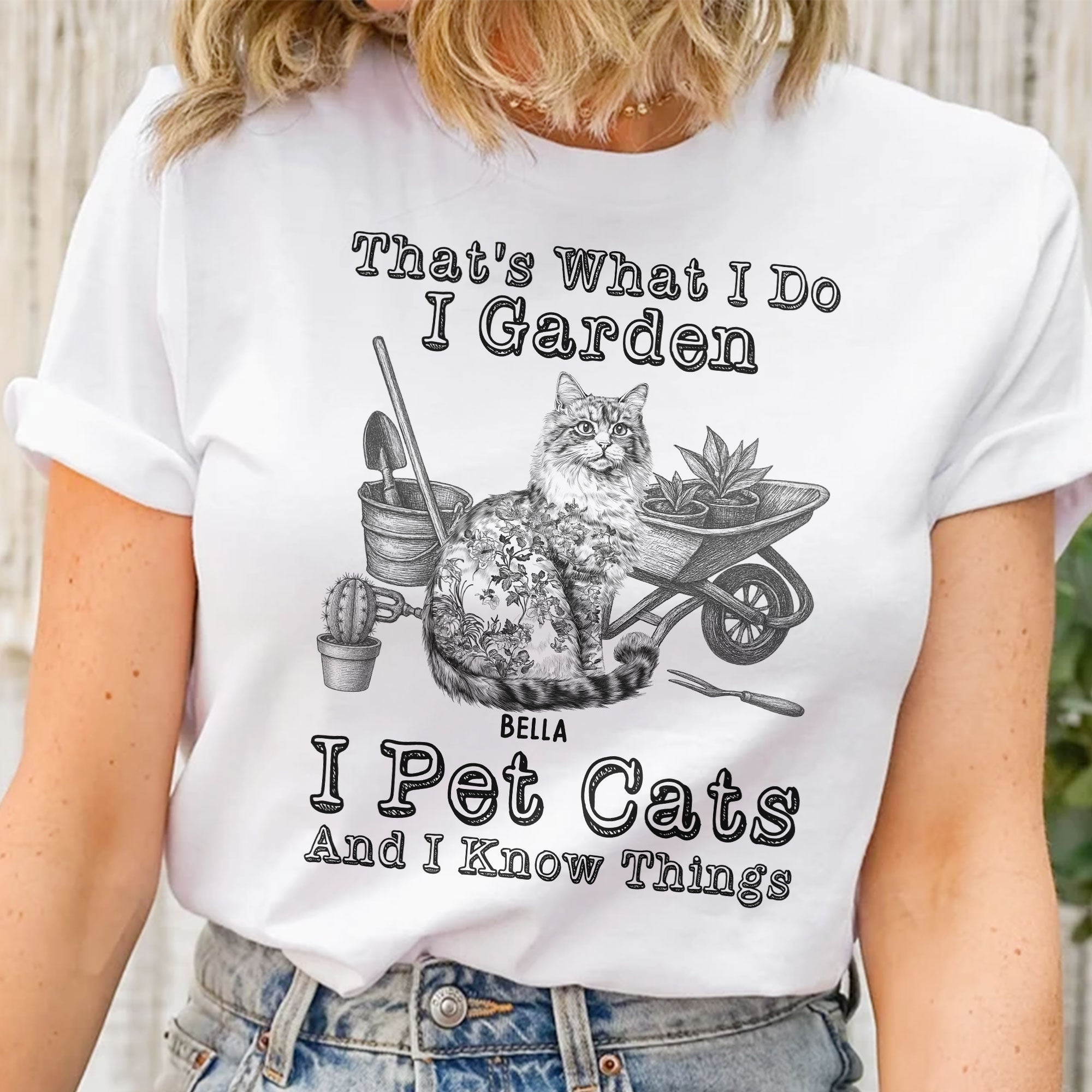 I Garden I Pet Cats - Cat Toile De Jouy Style - Personalized Shirt