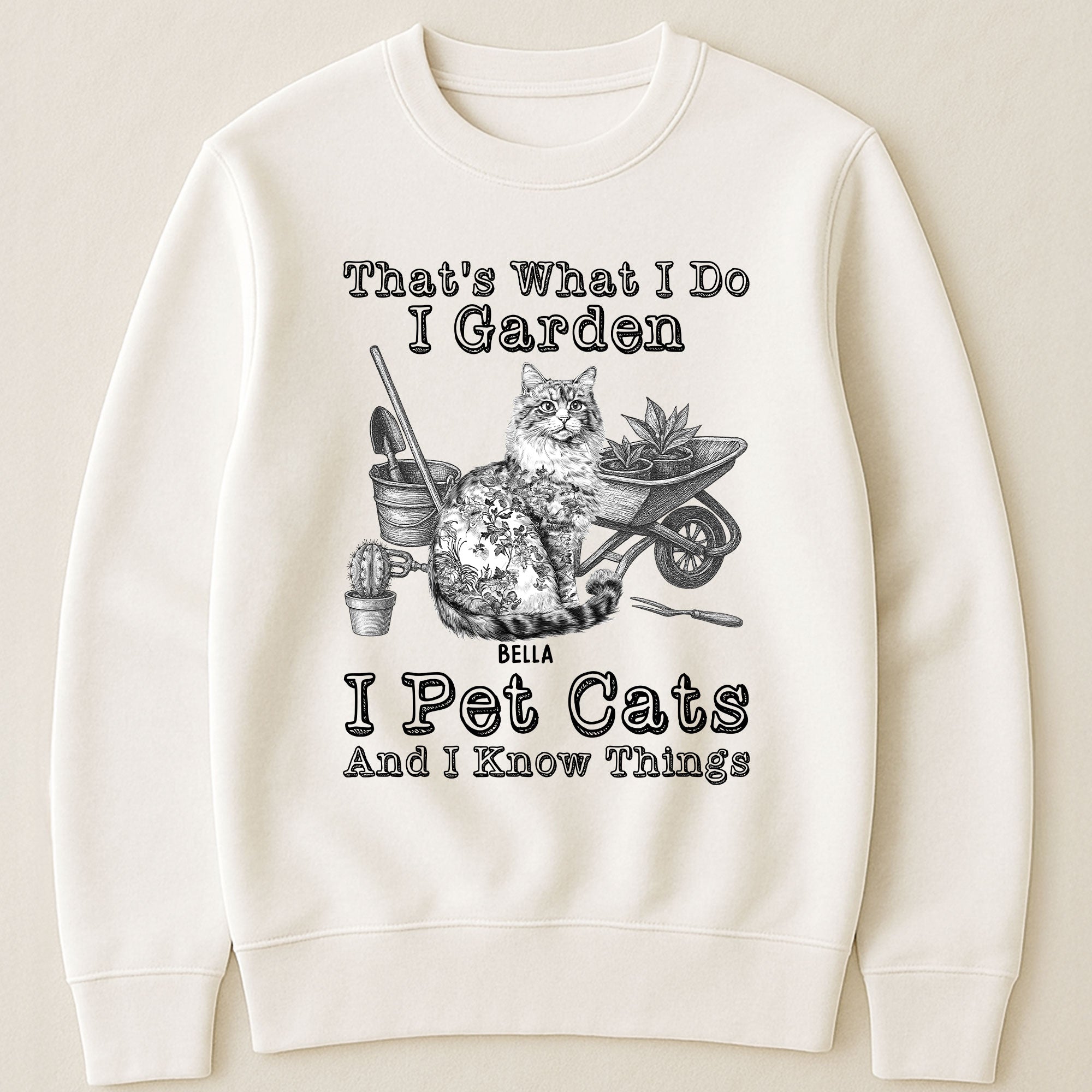 I Garden I Pet Cats - Cat Toile De Jouy Style - Personalized Shirt