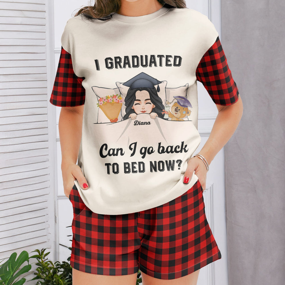 I Graduated Can I Go Back To Bed Now - Personalized Pajama Shorts Set ...