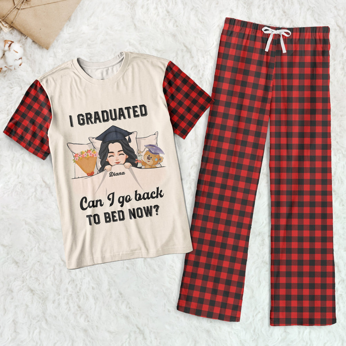 I Graduated Can I Go Back To Bed Now - Personalized Pajama Shorts Set ...